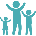 father-with-children-raising-arms-happy-family-graphic-icon